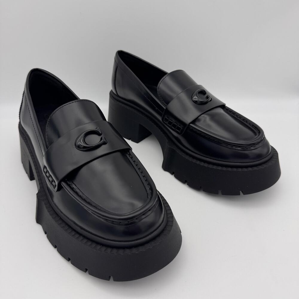 Coach Black Chunky Penny Loafers